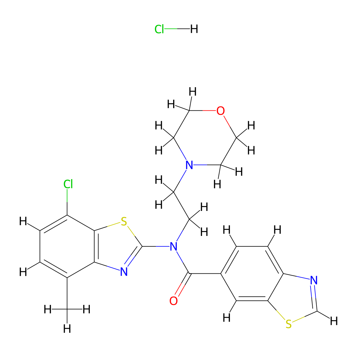 N-(7-chloro-4-methylbenzo[d]thiazol-2-yl)-N-(2-morpholinoethyl)benzo[d]thiazole-6-carboxamide hydrochloride molecular structure, CAS 1215754-70-3