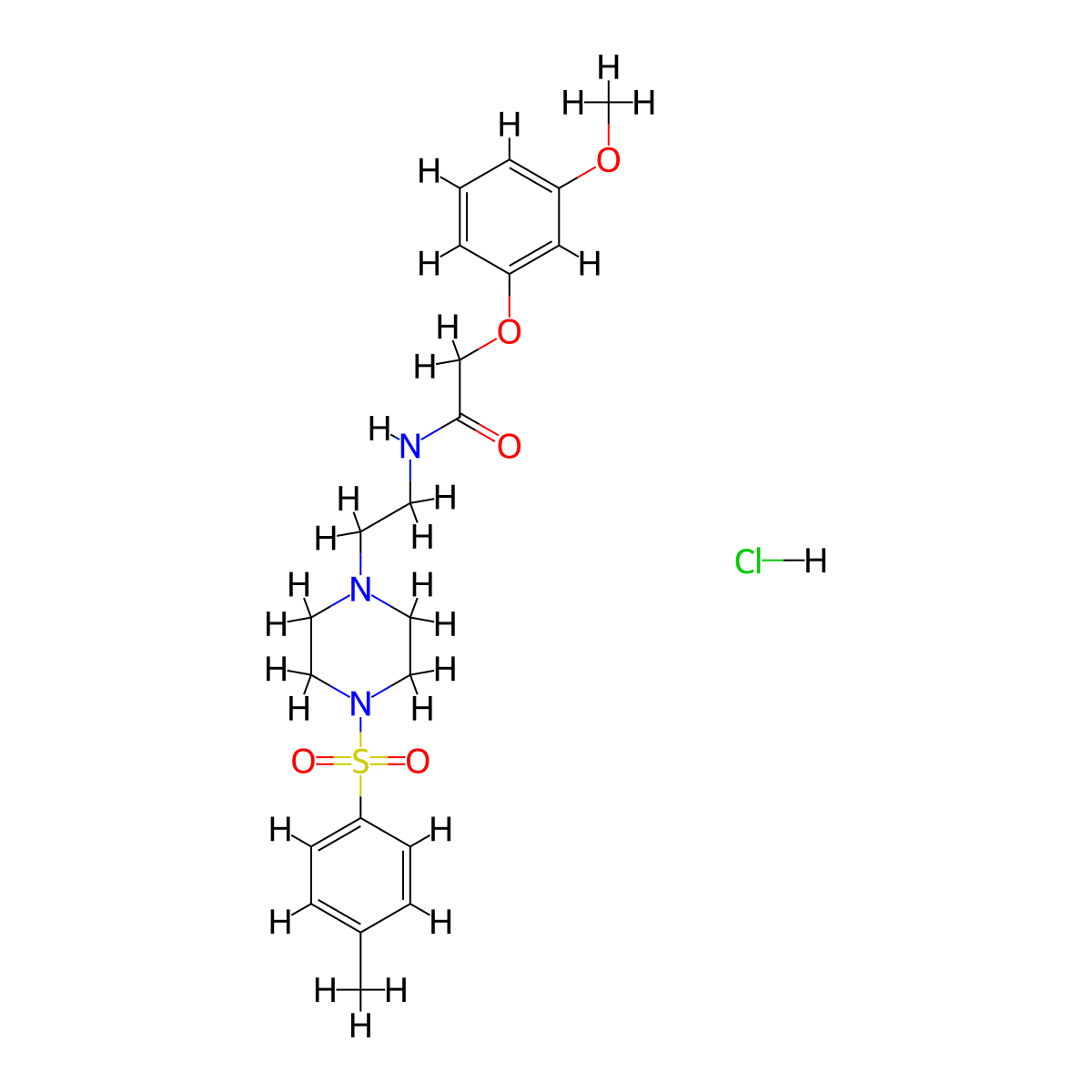 2-(3-methoxyphenoxy)-N-(2-(4-tosylpiperazin-1-yl)ethyl)acetamide hydrochloride molecular structure, CAS 1215754-94-1