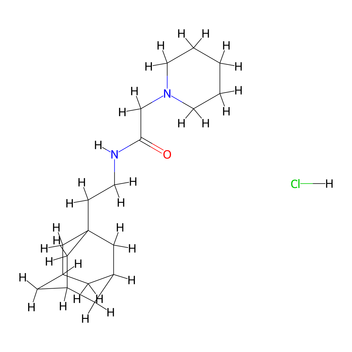 N-[2-(adamantan-1-yl)ethyl]-2-(piperidin-1-yl)acetamide hydrochloride molecular structure, CAS 1215756-69-6