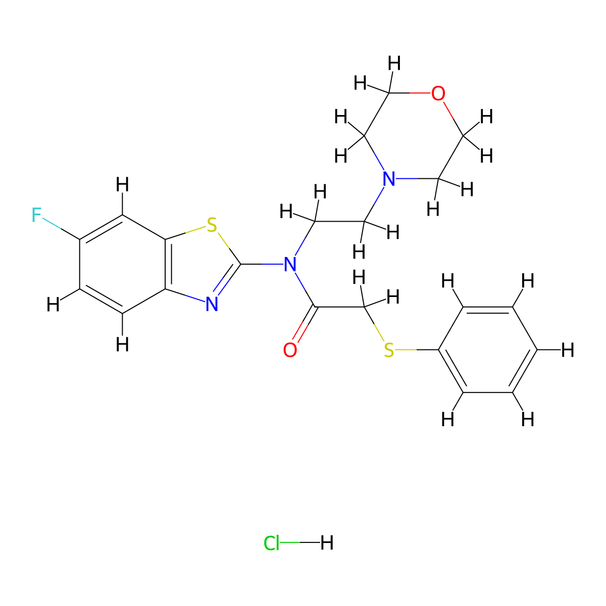 N-(6-fluorobenzo[d]thiazol-2-yl)-N-(2-morpholinoethyl)-2-(phenylthio)acetamide hydrochloride molecular structure, CAS 1215758-04-5