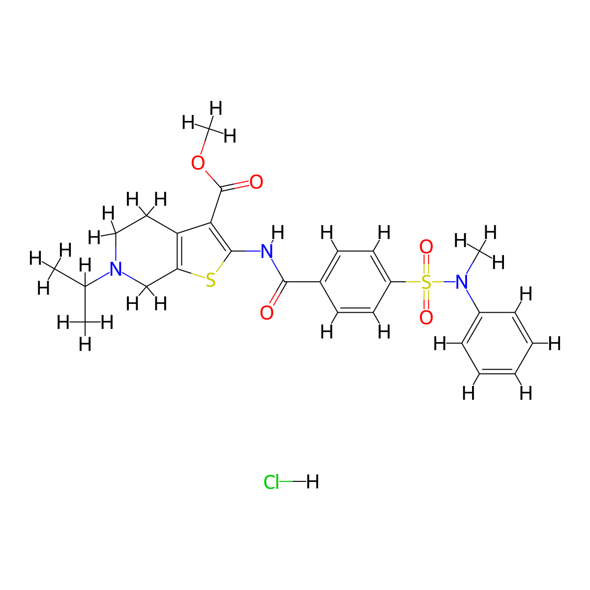 methyl 6-isopropyl-2-(4-(N-methyl-N-phenylsulfamoyl)benzamido)-4,5,6,7-tetrahydrothieno[2,3-c]pyridine-3-carboxylate hydrochloride molecular structure, CAS 1215758-74-9