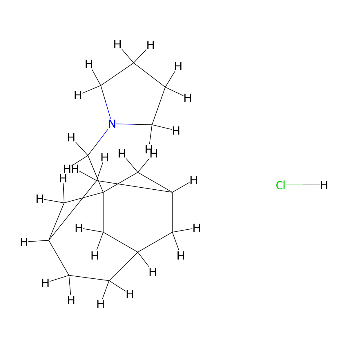 1-(Tricyclo[4.3.1.1(3,8)]undecan-1-ylmethyl)pyrrolidine hydrochloride molecular structure, CAS 1215759-06-0