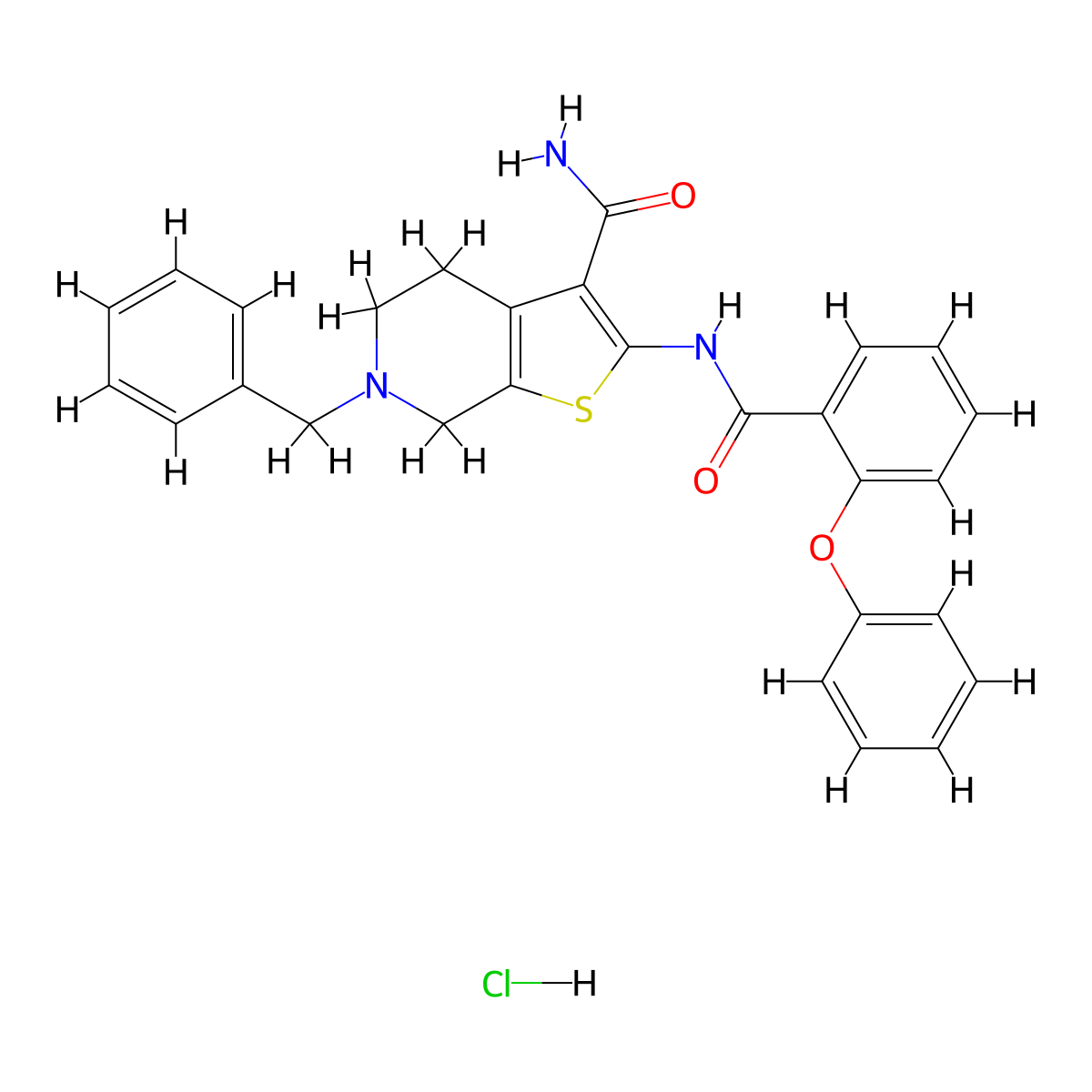6-Benzyl-2-(2-phenoxybenzamido)-4,5,6,7-tetrahydrothieno[2,3-c]pyridine-3-carboxamide hydrochloride molecular structure, CAS 1215760-68-1