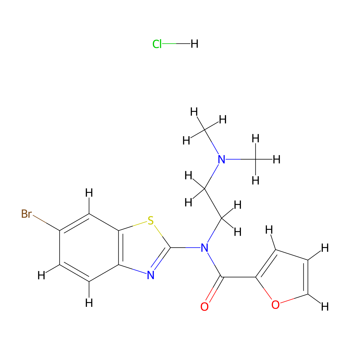 N-(6-bromobenzo[d]thiazol-2-yl)-N-(2-(dimethylamino)ethyl)furan-2-carboxamide hydrochloride molecular structure, CAS 1215761-91-3
