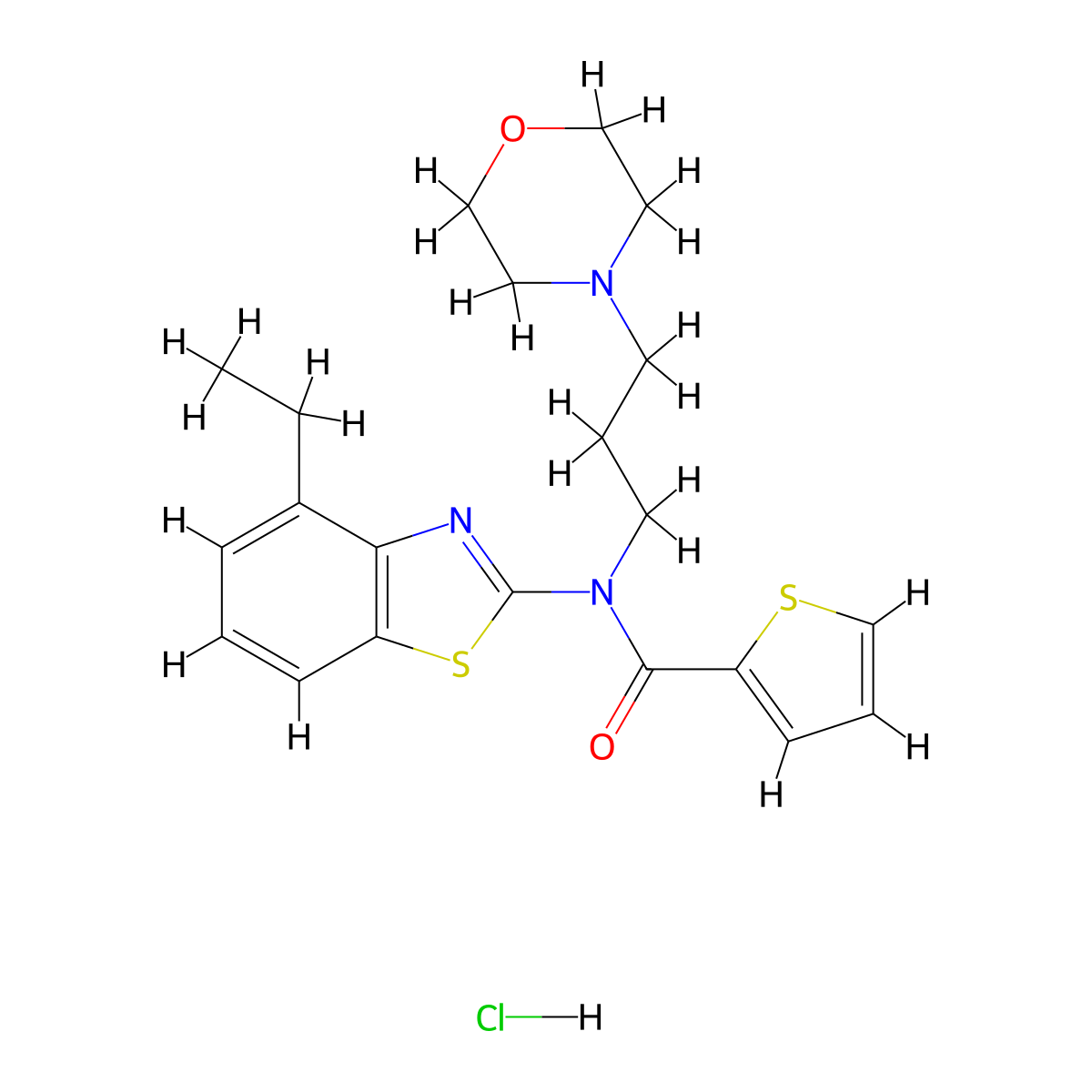 N-(4-ethylbenzo[d]thiazol-2-yl)-N-(3-morpholinopropyl)thiophene-2-carboxamide hydrochloride molecular structure, CAS 1215763-05-5
