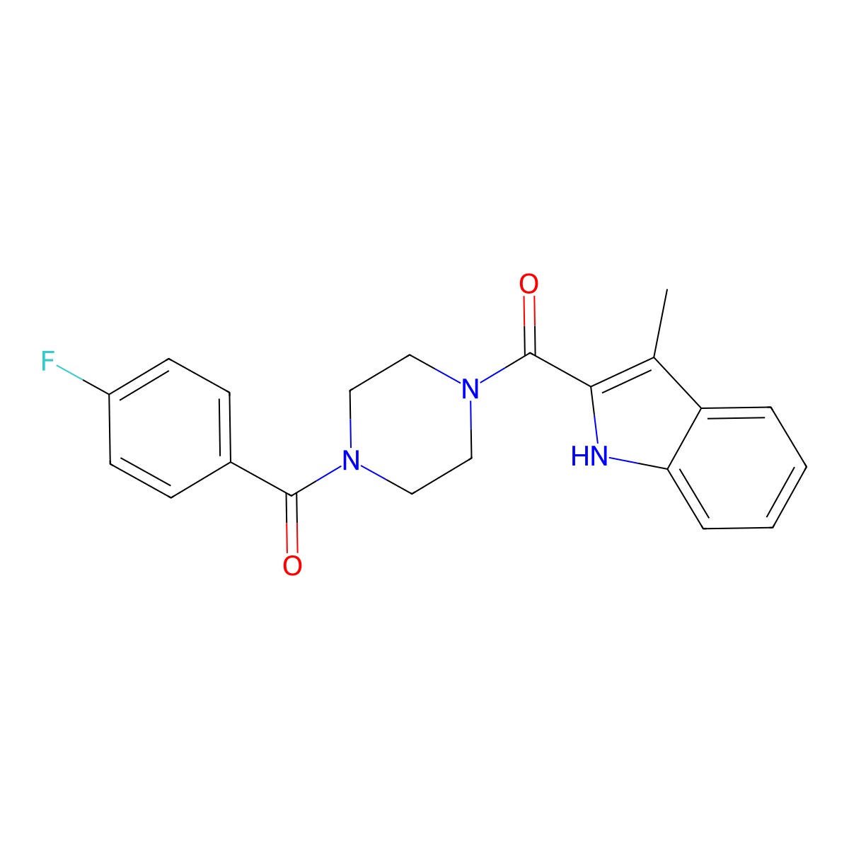 2-[4-(4-Fluorobenzoyl)piperazine-1-carbonyl]-3-methyl-1H-indole molecular structure, CAS 1215764-13-8