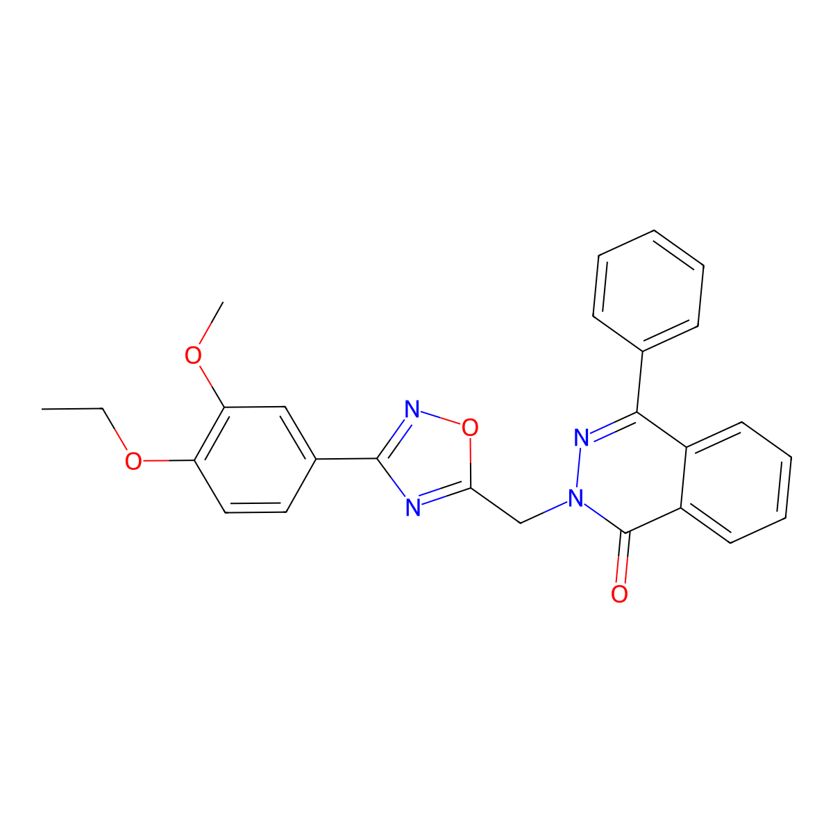 2-((3-(4-ethoxy-3-methoxyphenyl)-1,2,4-oxadiazol-5-yl)methyl)-4-phenylphthalazin-1(2H)-one molecular structure, CAS 1215764-80-9