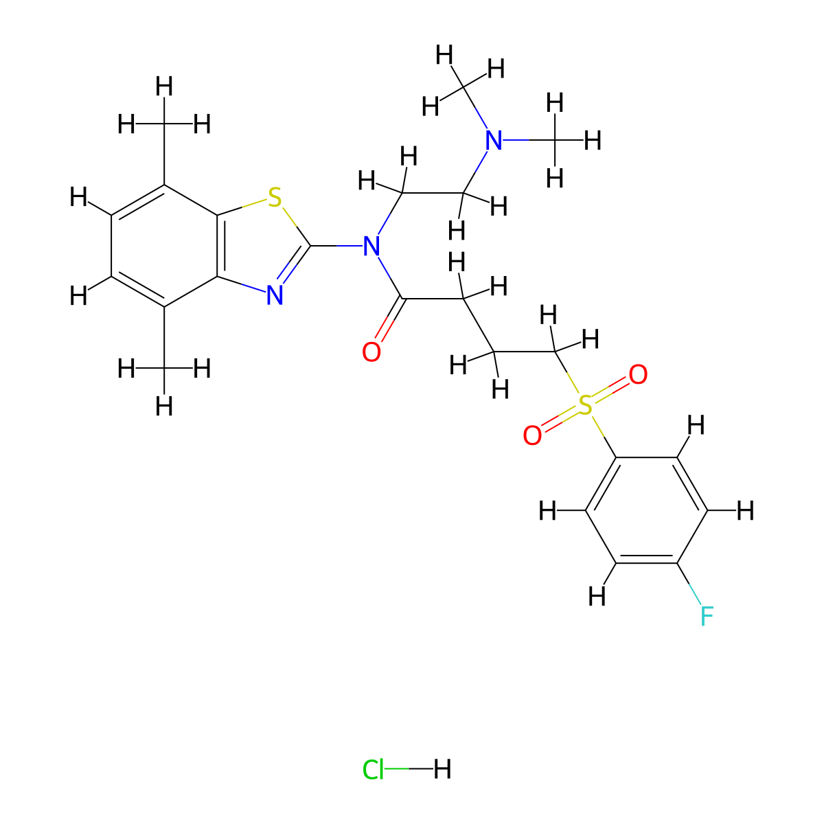 N-(2-(dimethylamino)ethyl)-N-(4,7-dimethylbenzo[d]thiazol-2-yl)-4-((4-fluorophenyl)sulfonyl)butanamide hydrochloride molecular structure, CAS 1215765-35-7