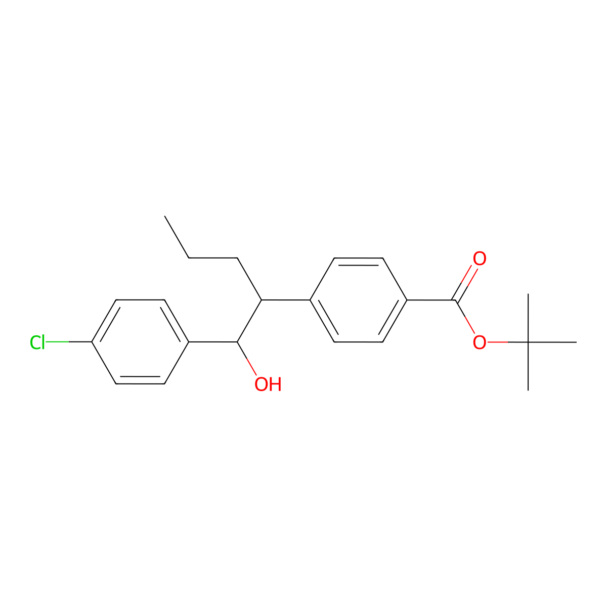 tert-Butyl 4-((1R,2R)-1-(4-chlorophenyl)-1-hydroxypentan-2-yl)benzoate molecular structure, CAS 1215767-71-7