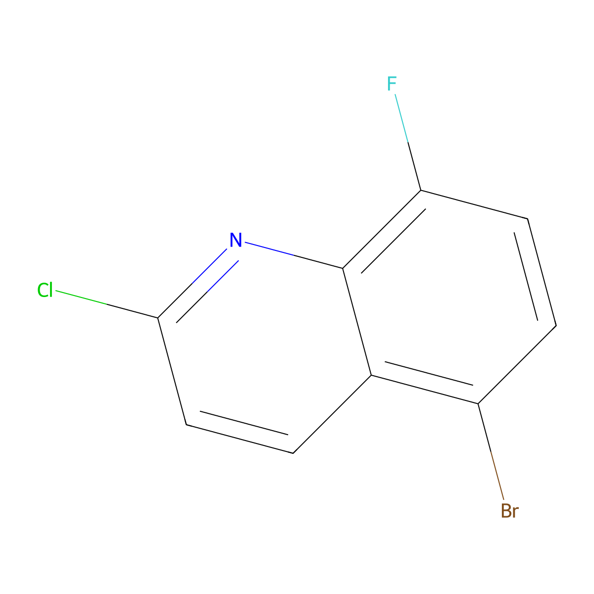 5-Bromo-2-chloro-8-fluoroquinoline molecular structure, CAS 1215767-73-9