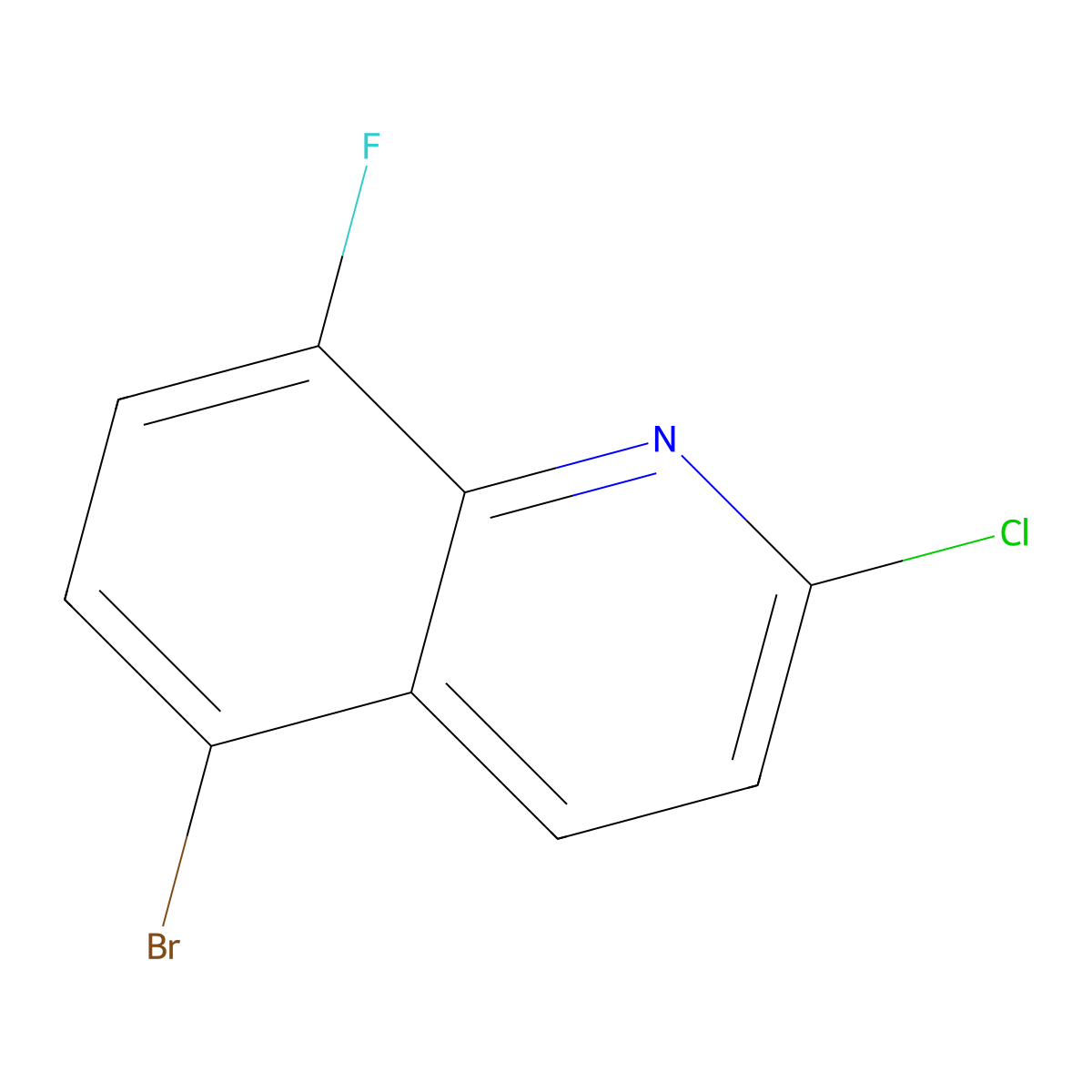 5-Bromo-2-chloro-8-fluoroquinoline molecular structure, CAS 1215767-73-9