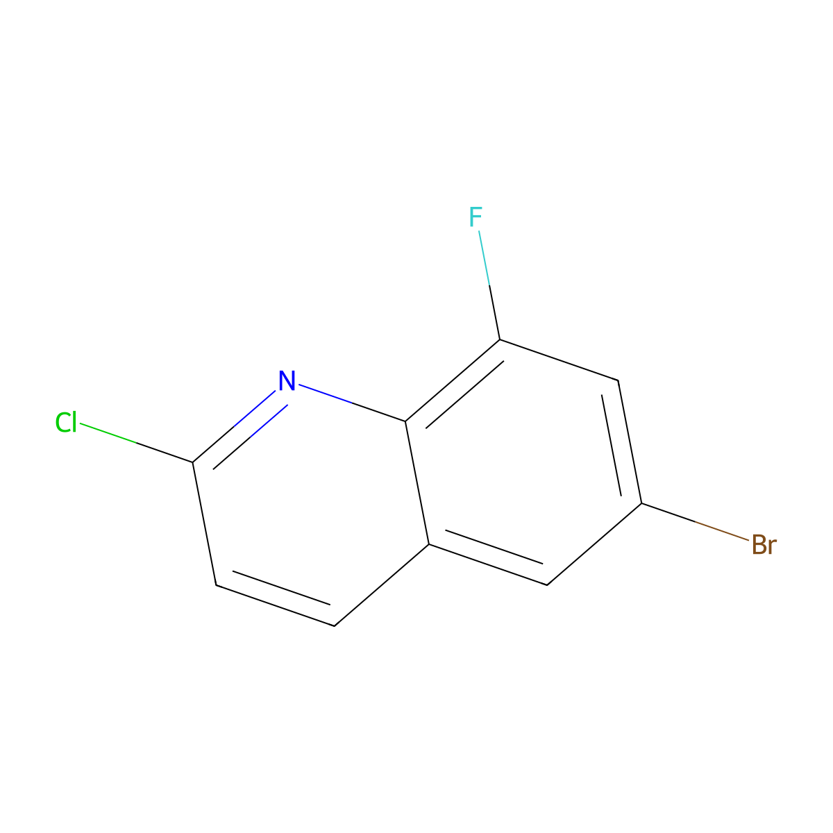 6-Bromo-2-chloro-8-fluoroquinoline molecular structure, CAS 1215767-81-9