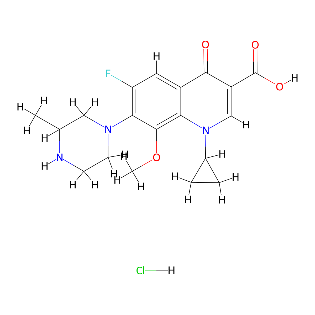 Gatifloxacin hydrochloride molecular structure, CAS 121577-32-0