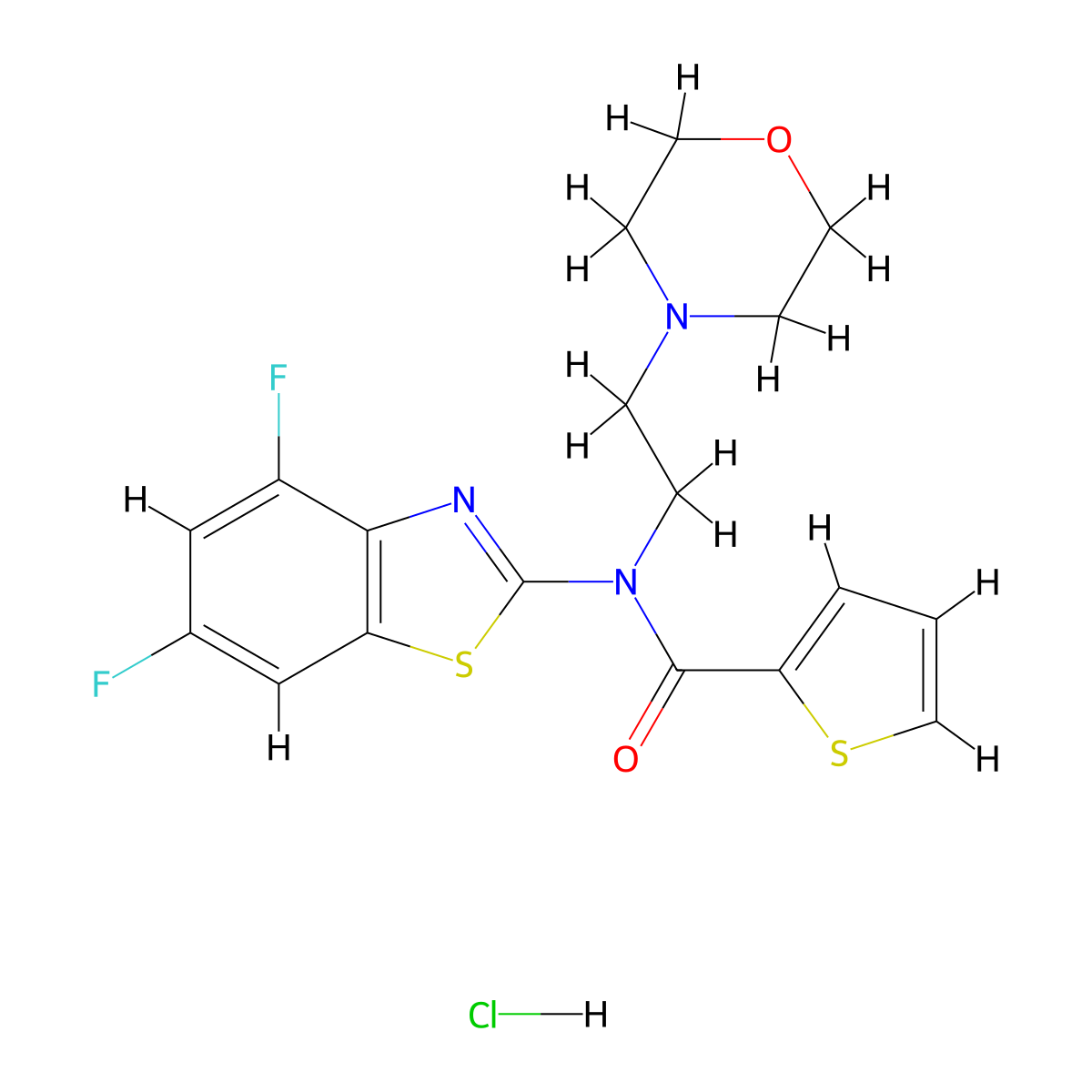 N-(4,6-difluorobenzo[d]thiazol-2-yl)-N-(2-morpholinoethyl)thiophene-2-carboxamide hydrochloride molecular structure, CAS 1215771-56-4