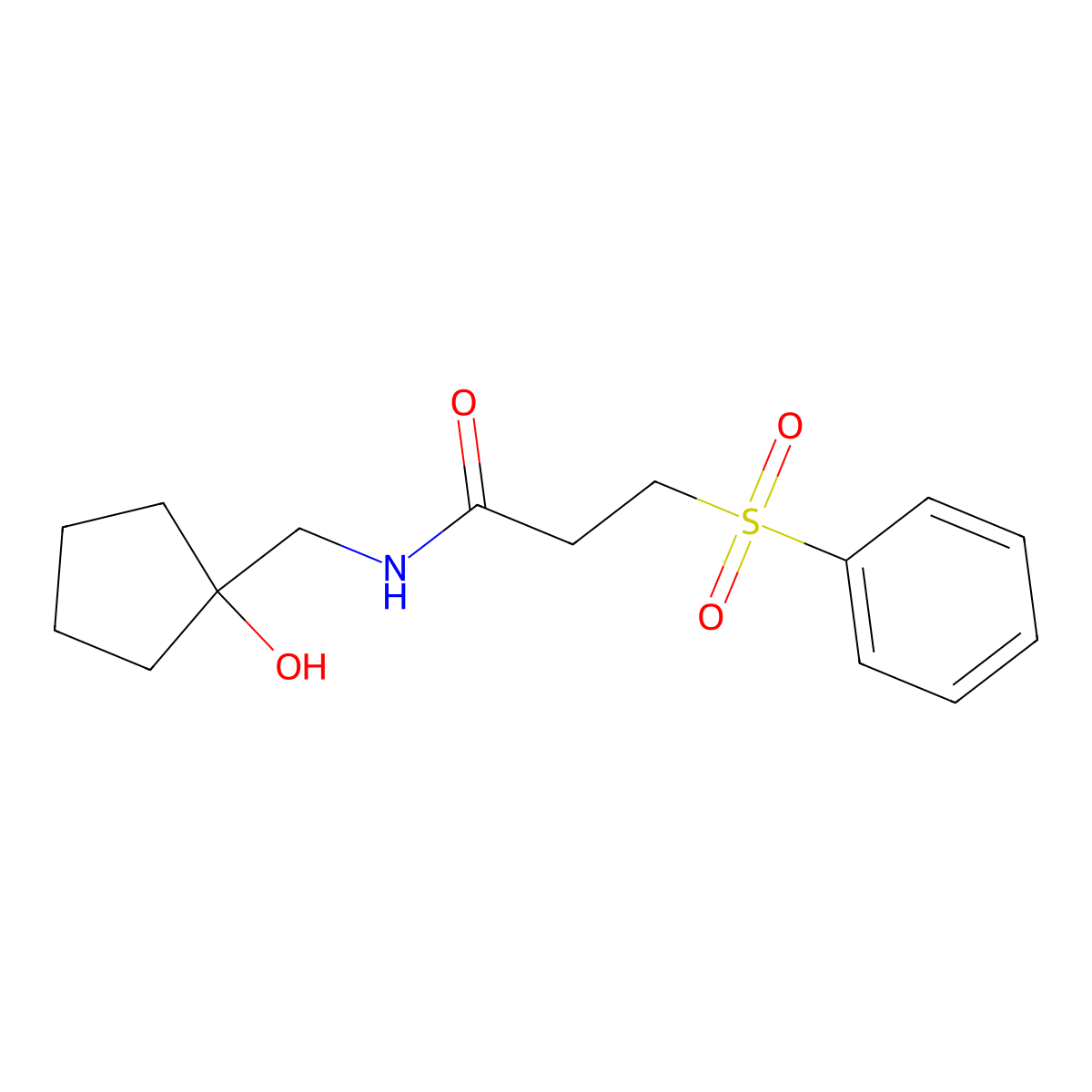 3-(benzenesulfonyl)-N-[(1-hydroxycyclopentyl)methyl]propanamide molecular structure, CAS 1215771-91-7
