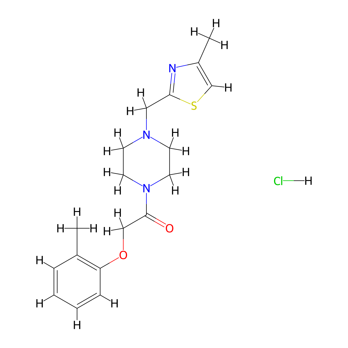 1-(4-((4-Methylthiazol-2-yl)methyl)piperazin-1-yl)-2-(o-tolyloxy)ethanone hydrochloride molecular structure, CAS 1215771-97-3