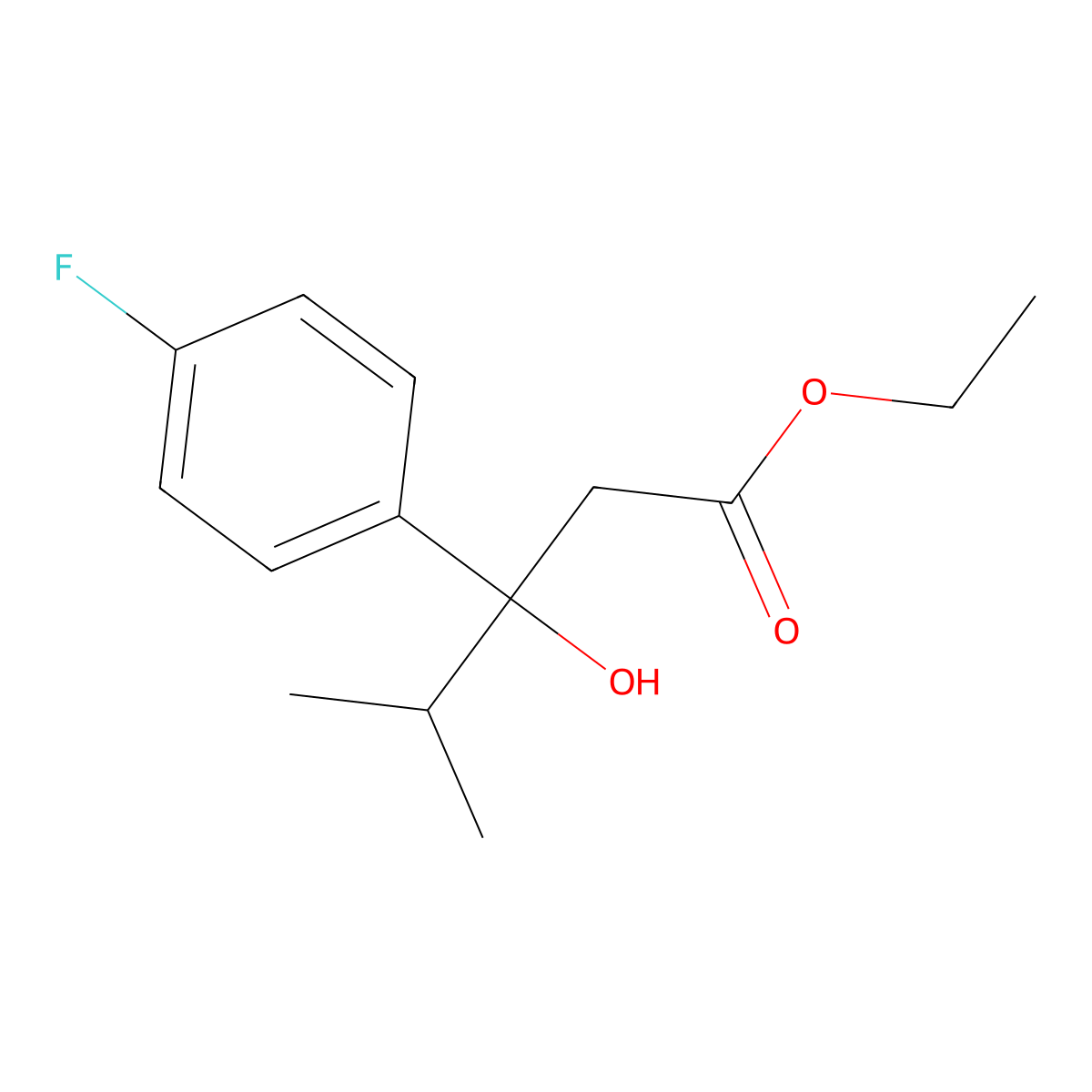 Ethyl 3-(4-fluorophenyl)-3-hydroxy-4-methylpentanoate molecular structure, CAS 1215772-11-4