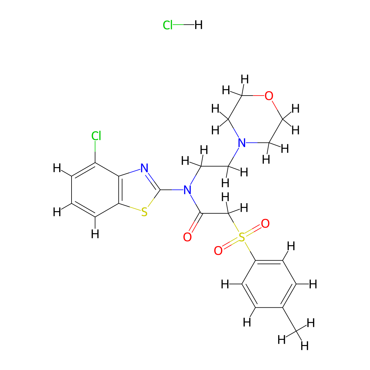 N-(4-chlorobenzo[d]thiazol-2-yl)-N-(2-morpholinoethyl)-2-tosylacetamide hydrochloride molecular structure, CAS 1215774-49-4