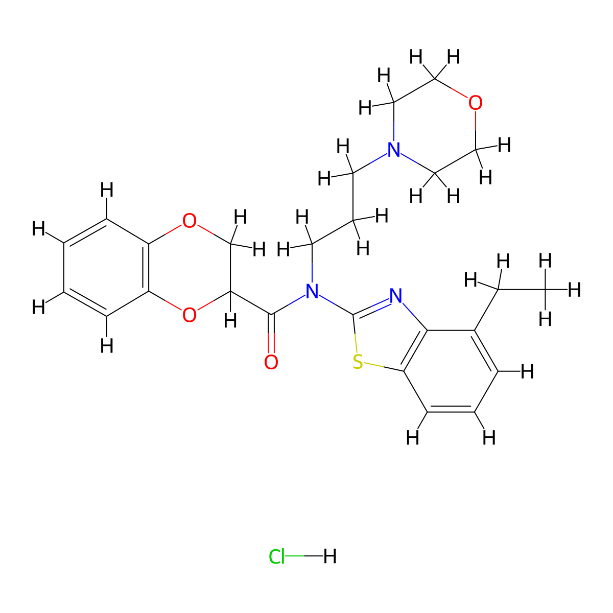 N-(4-ethylbenzo[d]thiazol-2-yl)-N-(3-morpholinopropyl)-2,3-dihydrobenzo[b][1,4]dioxine-2-carboxamide hydrochloride molecular structure, CAS 1215774-82-5