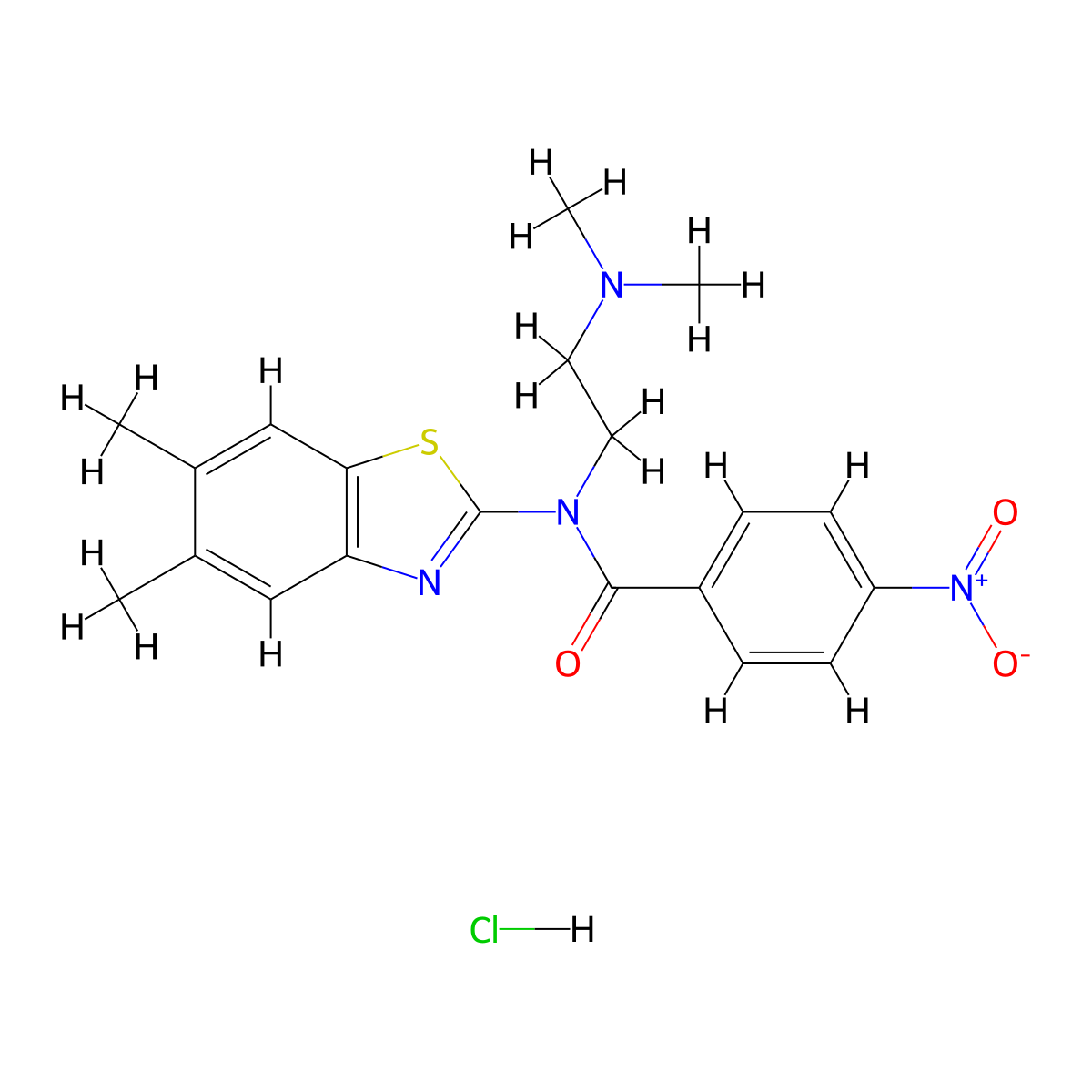 N-(2-(dimethylamino)ethyl)-N-(5,6-dimethylbenzo[d]thiazol-2-yl)-4-nitrobenzamide hydrochloride molecular structure, CAS 1215775-14-6