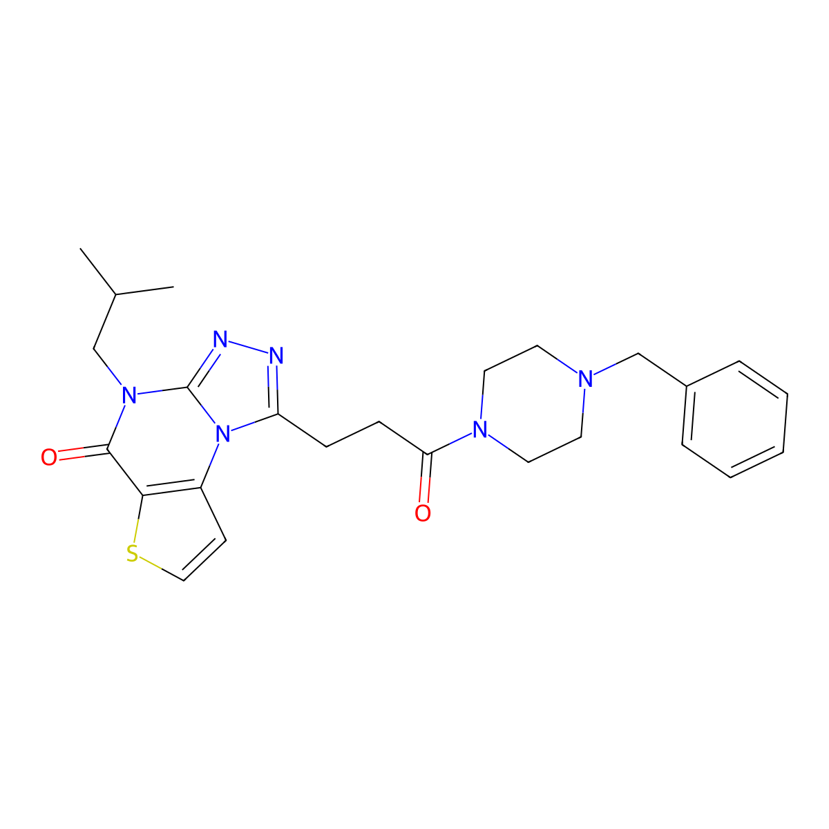 1-(3-(4-benzylpiperazin-1-yl)-3-oxopropyl)-4-isobutylthieno[2,3-e][1,2,4]triazolo[4,3-a]pyrimidin-5(4H)-one molecular structure, CAS 1215779-73-9