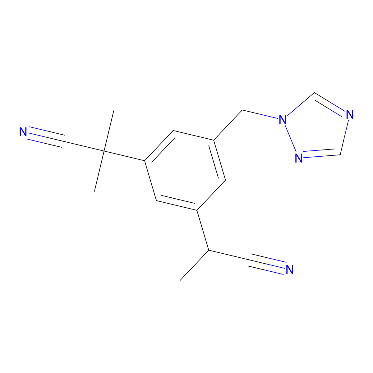 2-[3-(1-cyanoethyl)-5-[(1H-1,2,4-triazol-1-yl)methyl]phenyl]-2-methylpropanenitrile molecular structure, CAS 1215780-15-6