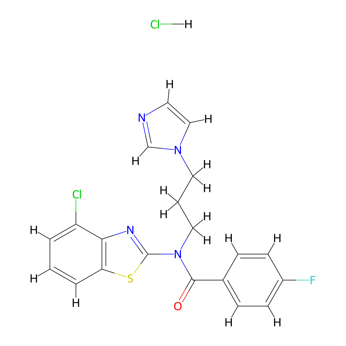 N-(3-(1H-imidazol-1-yl)propyl)-N-(4-chlorobenzo[d]thiazol-2-yl)-4-fluorobenzamide hydrochloride molecular structure, CAS 1215783-02-0