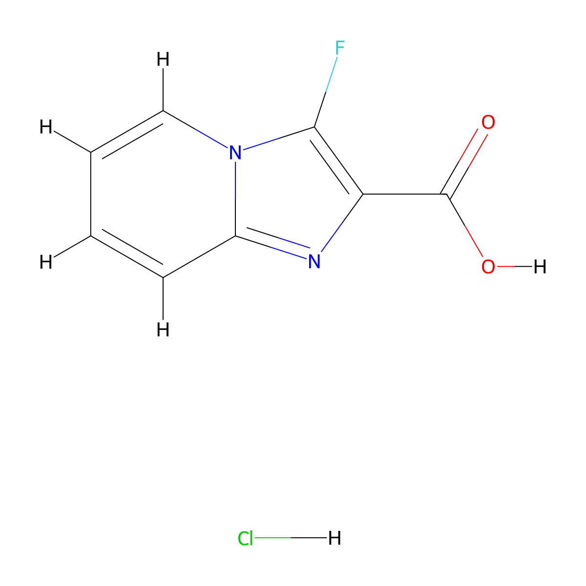3-Fluoroimidazo[1,2-a]pyridine-2-carboxylic acid hydrochloride molecular structure, CAS 1215783-26-8