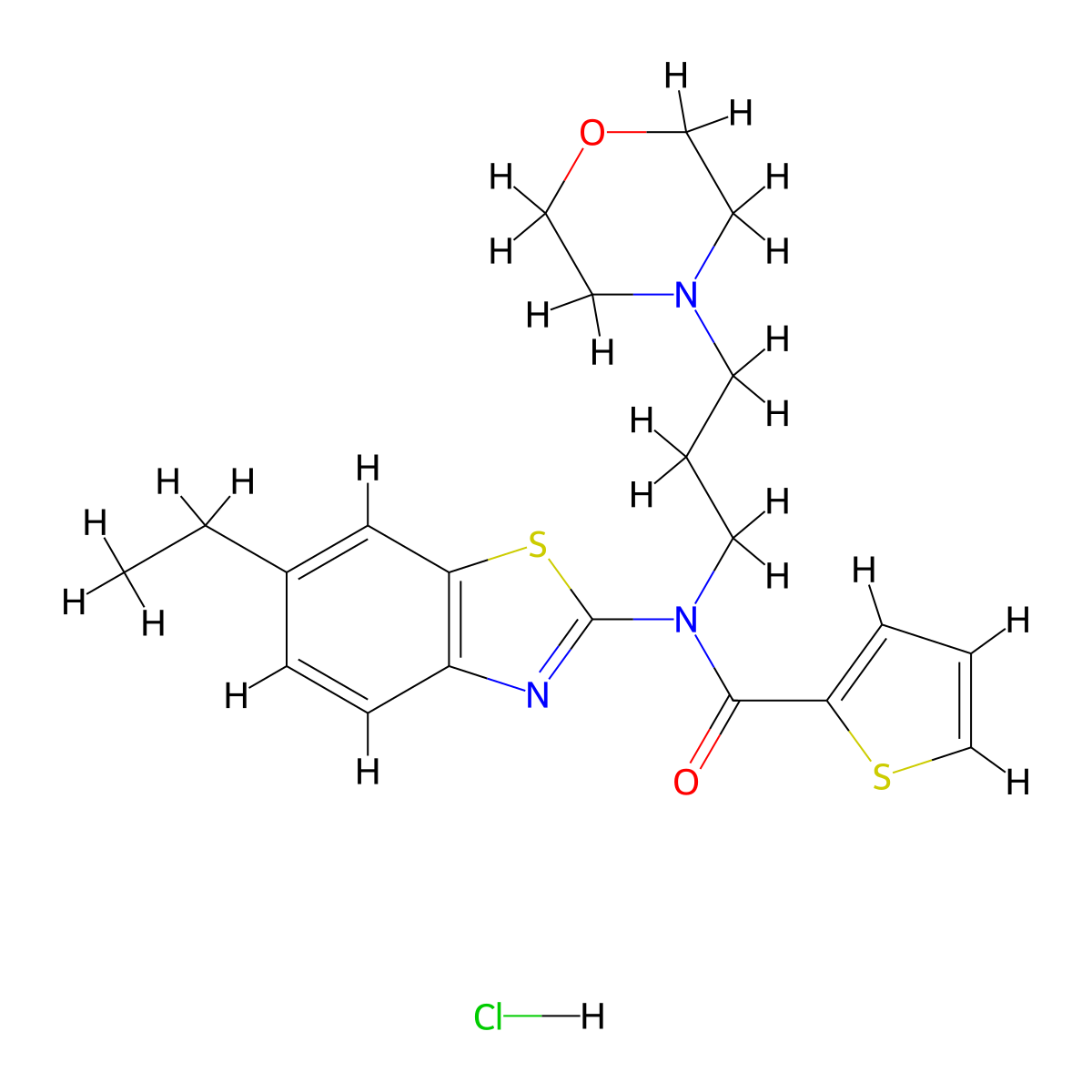 N-(6-ethylbenzo[d]thiazol-2-yl)-N-(3-morpholinopropyl)thiophene-2-carboxamide hydrochloride molecular structure, CAS 1215783-74-6