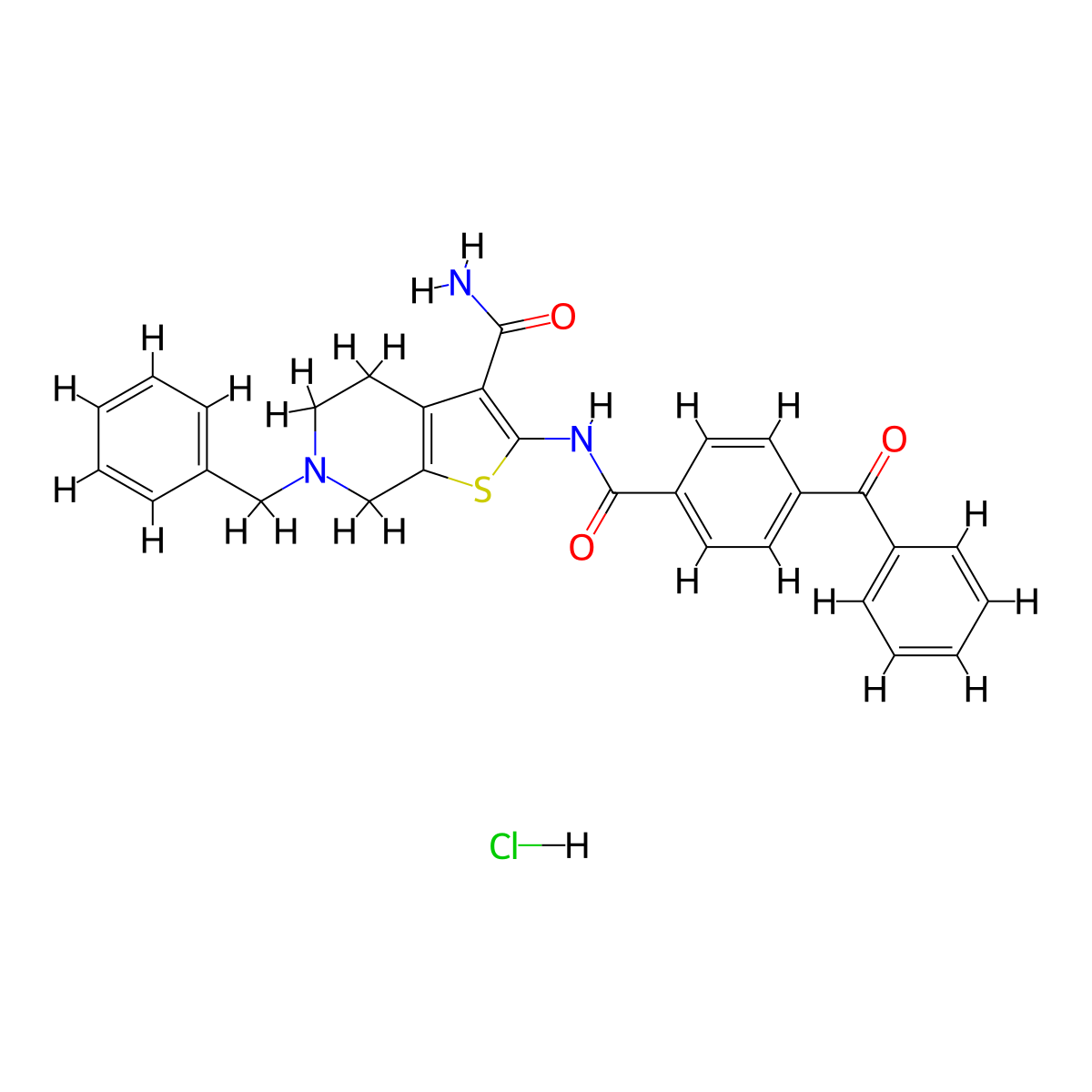 2-(4-Benzoylbenzamido)-6-benzyl-4,5,6,7-tetrahydrothieno[2,3-c]pyridine-3-carboxamide hydrochloride molecular structure, CAS 1215784-15-8