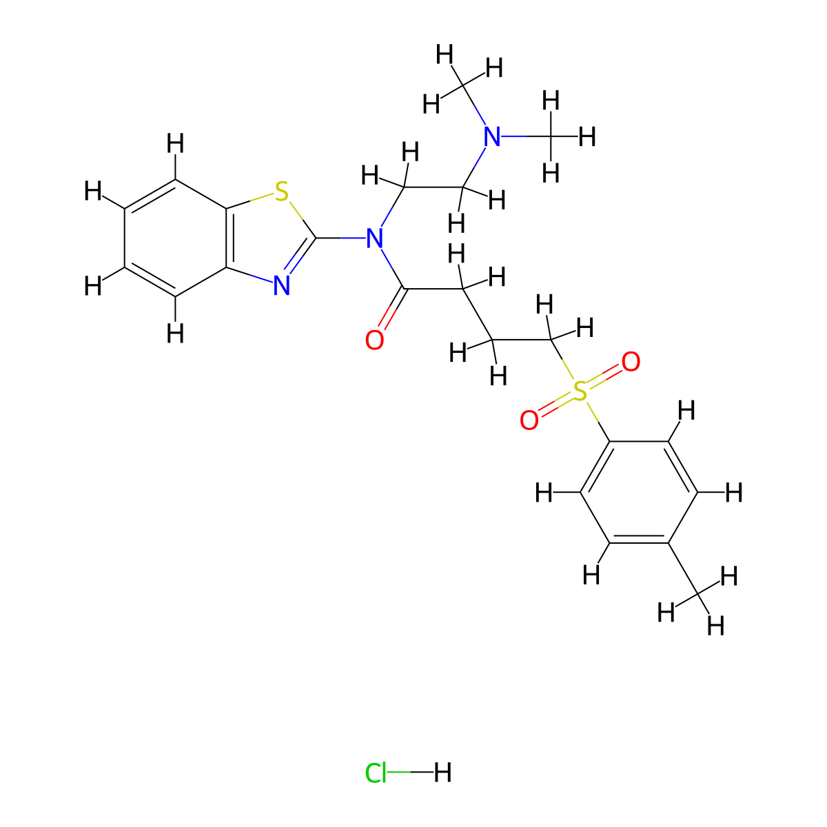 N-(benzo[d]thiazol-2-yl)-N-(2-(dimethylamino)ethyl)-4-tosylbutanamide hydrochloride molecular structure, CAS 1215785-69-5