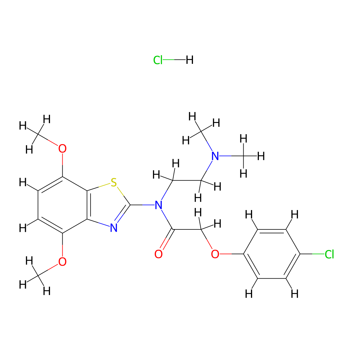 2-(4-chlorophenoxy)-N-(4,7-dimethoxybenzo[d]thiazol-2-yl)-N-(2-(dimethylamino)ethyl)acetamide hydrochloride molecular structure, CAS 1215786-33-6