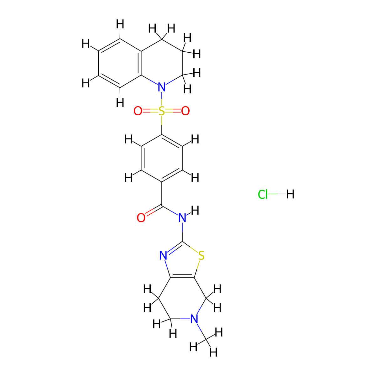 4-((3,4-dihydroquinolin-1(2H)-yl)sulfonyl)-N-(5-methyl-4,5,6,7-tetrahydrothiazolo[5,4-c]pyridin-2-yl)benzamide hydrochloride molecular structure, CAS 1215787-66-8