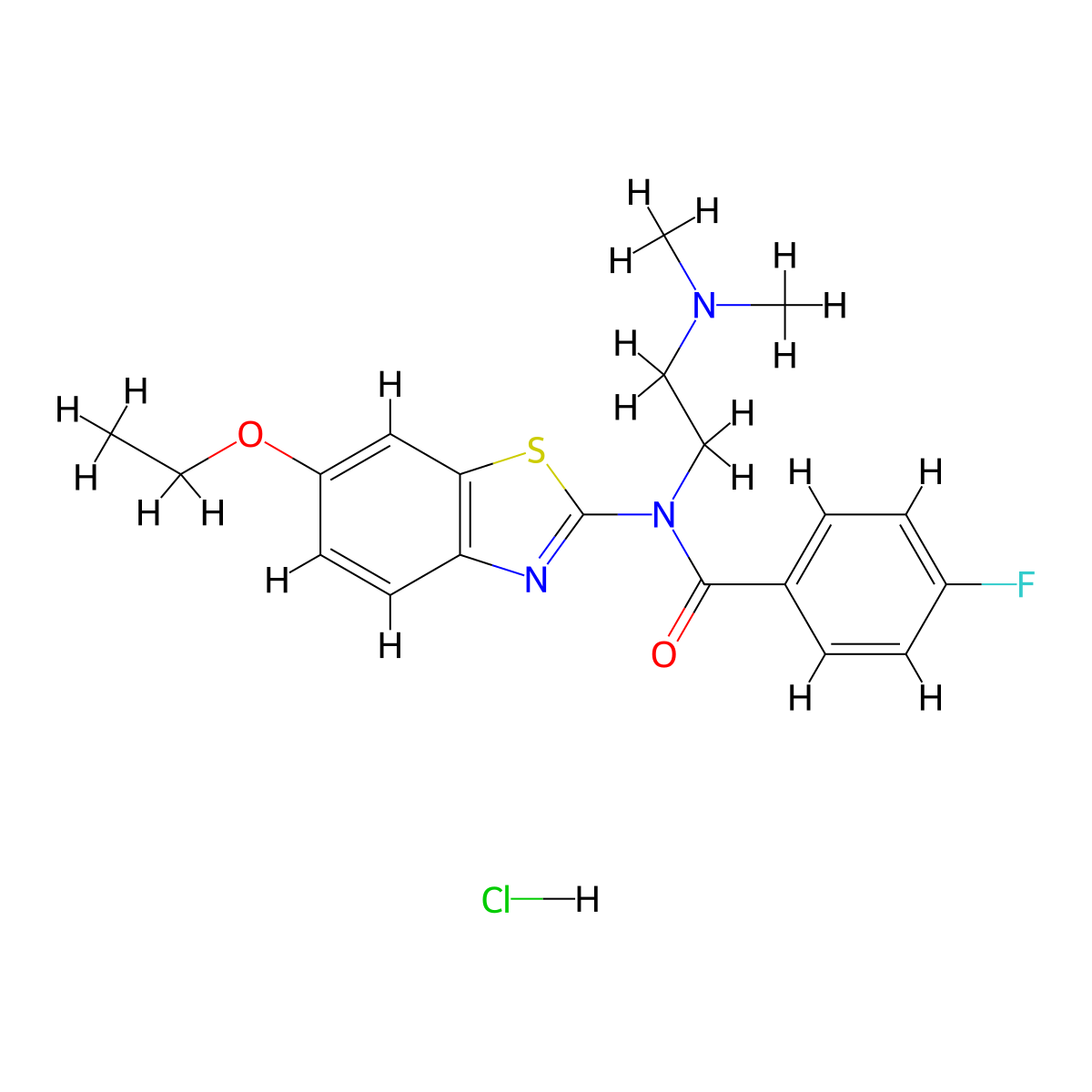 N-(2-(dimethylamino)ethyl)-N-(6-ethoxybenzo[d]thiazol-2-yl)-4-fluorobenzamide hydrochloride molecular structure, CAS 1215787-89-5