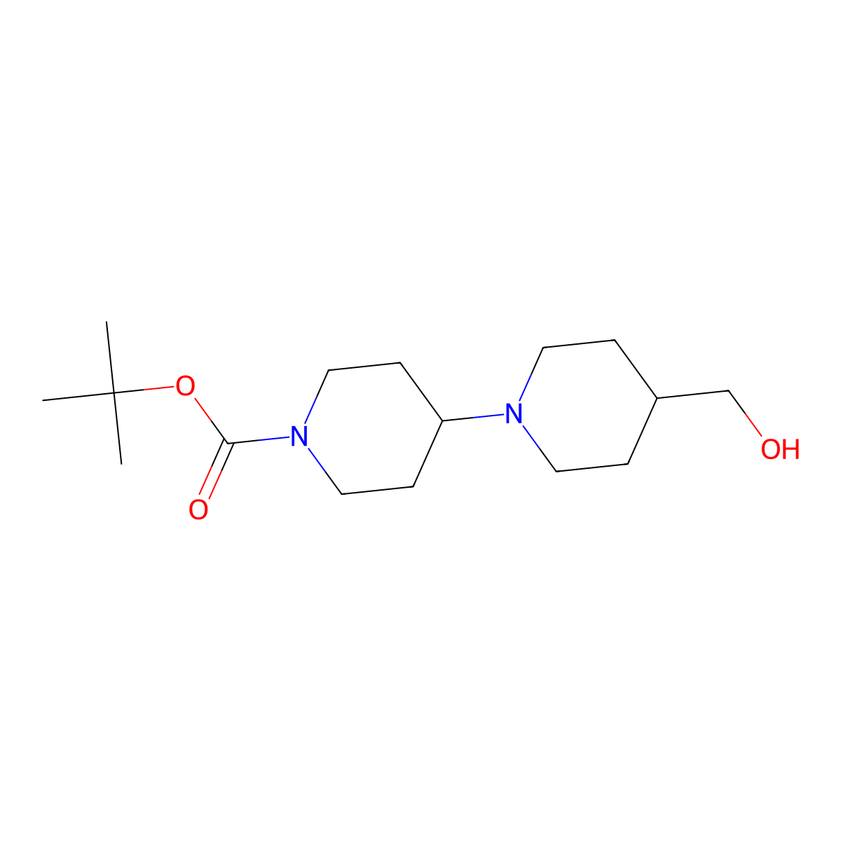 1'-(tert-Butoxycarbonyl)-1,4'-bipiperidine-4-methanol molecular structure, CAS 1215788-48-9