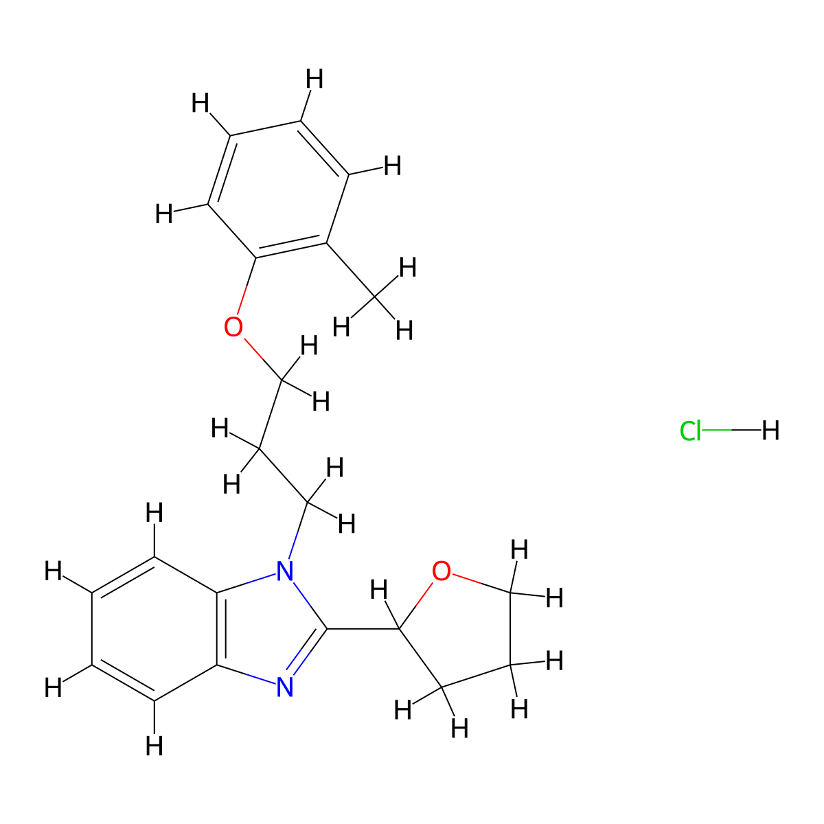 1-[3-(2-methylphenoxy)propyl]-2-(oxolan-2-yl)-1H-1,3-benzodiazole hydrochloride molecular structure, CAS 1215789-02-8