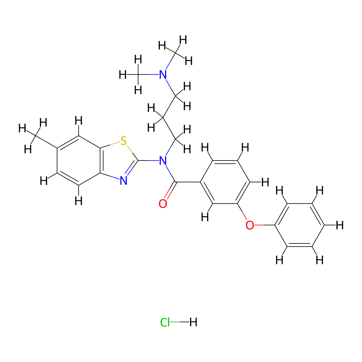 N-(3-(dimethylamino)propyl)-N-(6-methylbenzo[d]thiazol-2-yl)-3-phenoxybenzamide hydrochloride molecular structure, CAS 1215789-63-1
