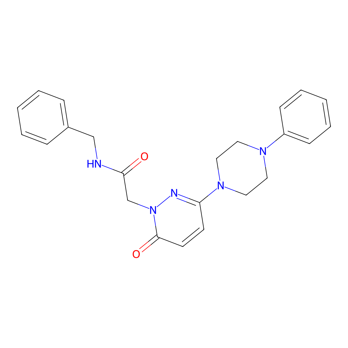 N-benzyl-2-[6-oxo-3-(4-phenylpiperazin-1-yl)pyridazin-1(6H)-yl]acetamide molecular structure, CAS 1215790-77-4