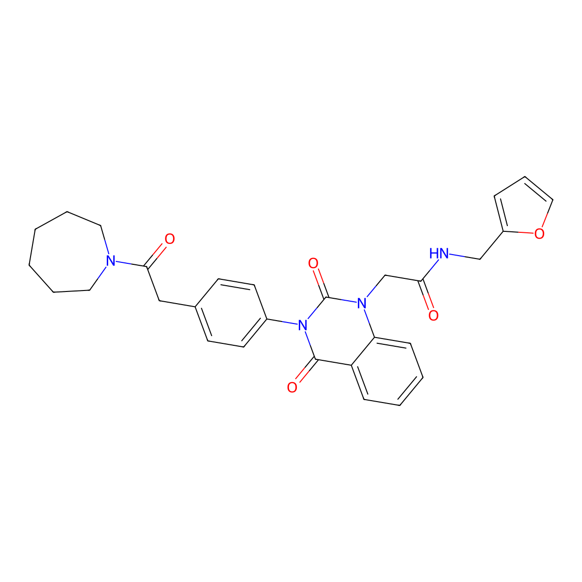 2-(3-(4-(2-(azepan-1-yl)-2-oxoethyl)phenyl)-2,4-dioxo-3,4-dihydroquinazolin-1(2H)-yl)-N-(furan-2-ylmethyl)acetamide molecular structure, CAS 1215794-76-5