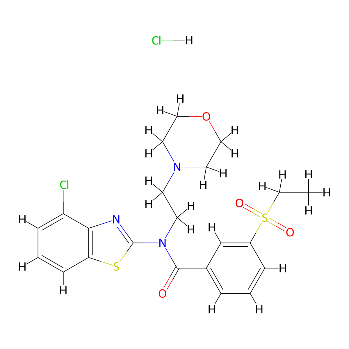 N-(4-chlorobenzo[d]thiazol-2-yl)-3-(ethylsulfonyl)-N-(2-morpholinoethyl)benzamide hydrochloride molecular structure, CAS 1215796-18-1