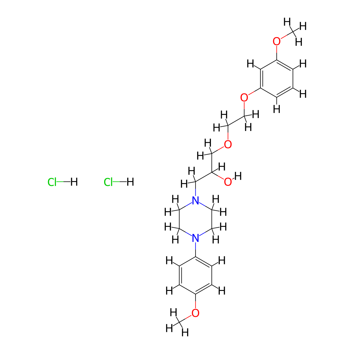 1-(2-(3-Methoxyphenoxy)ethoxy)-3-(4-(4-methoxyphenyl)piperazin-1-yl)propan-2-ol dihydrochloride molecular structure, CAS 1215798-96-1