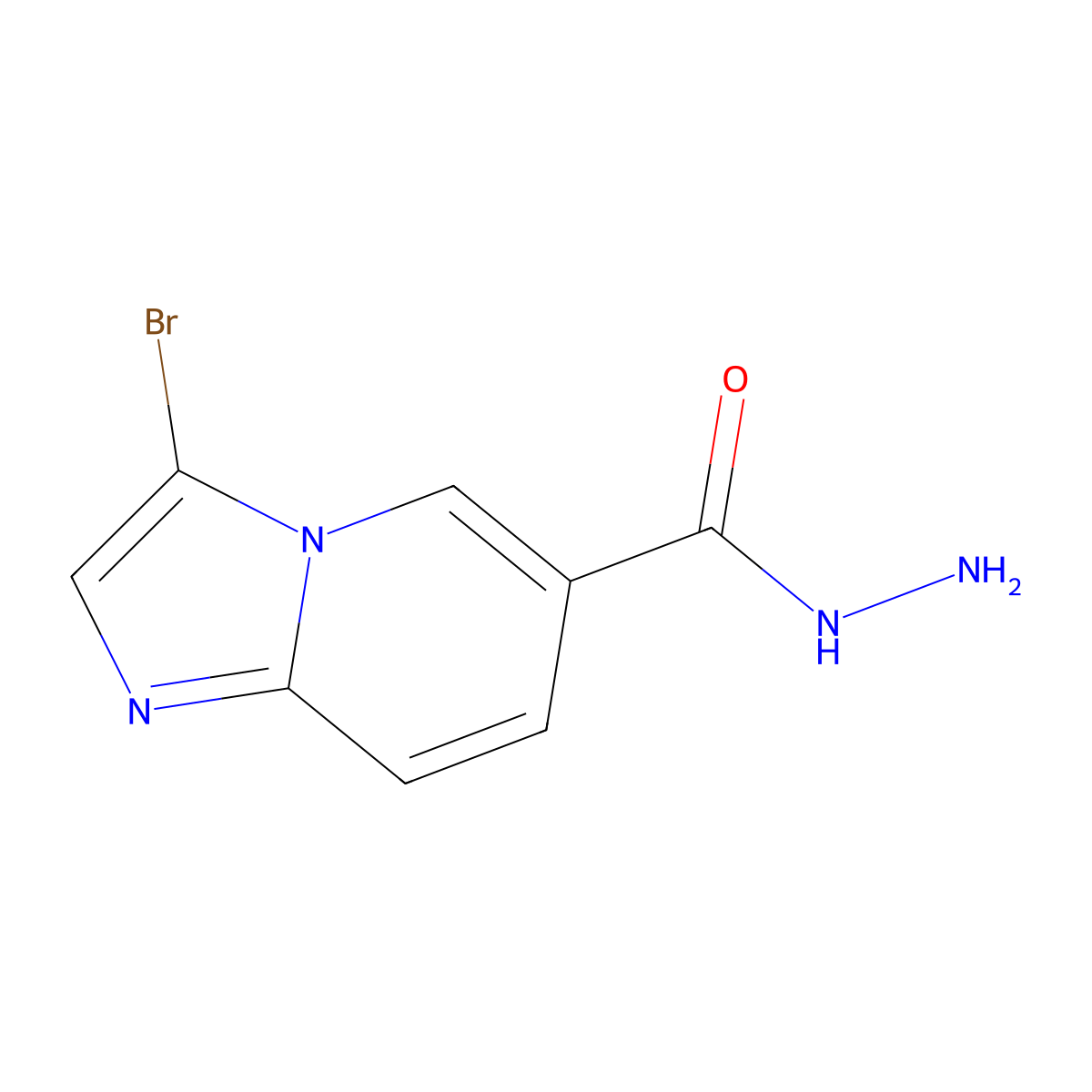 3-Bromoimidazo[1,2-a]pyridine-6-carbohydrazide molecular structure, CAS 1215799-36-2