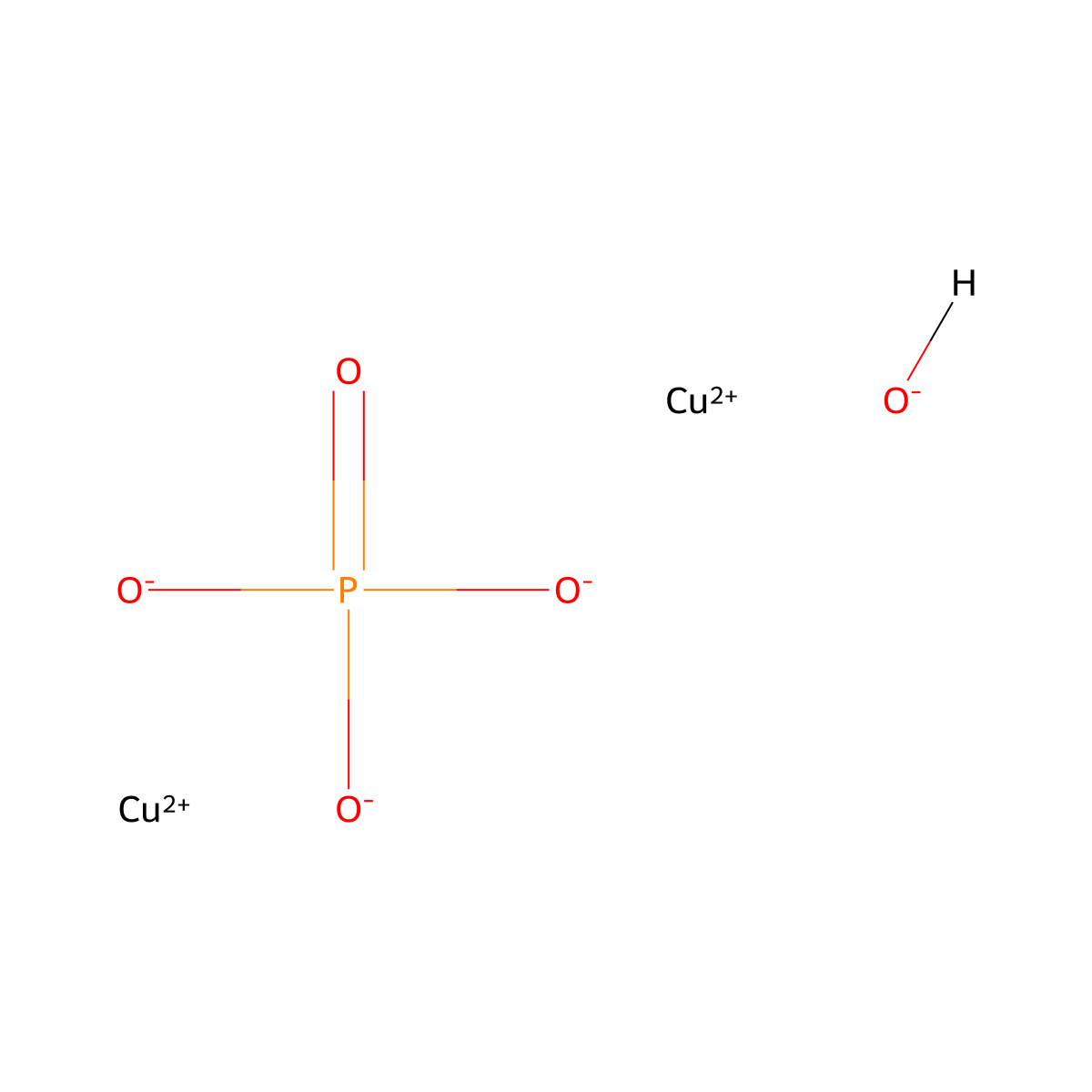Copper hydroxide phosphate (Cu2(OH)(PO4)) molecular structure, CAS 12158-74-6