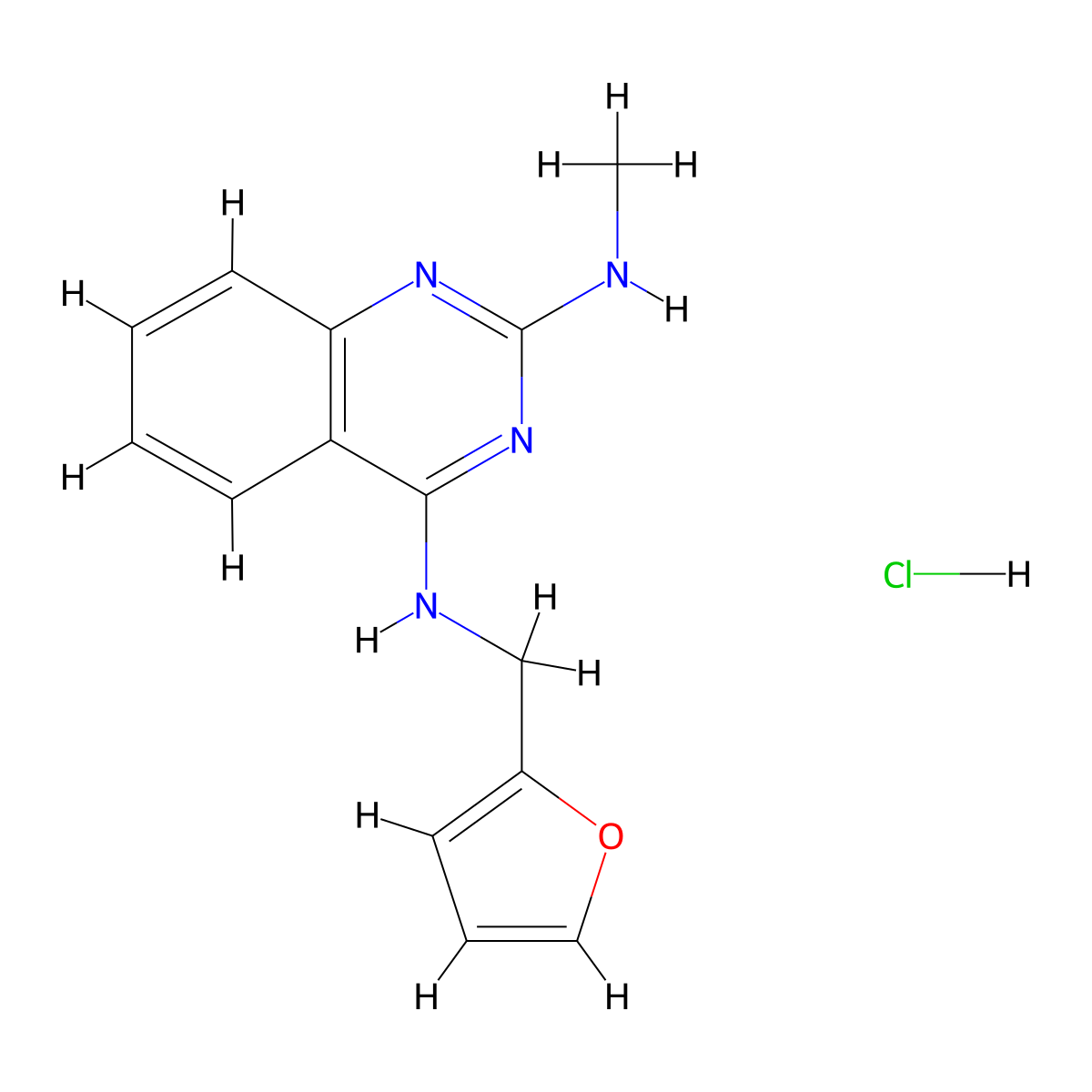 N4-[(furan-2-yl)methyl]-N2-methylquinazoline-2,4-diamine hydrochloride molecular structure, CAS 1215800-01-3
