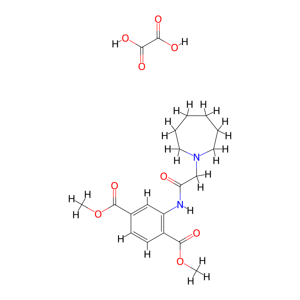 Dimethyl 2-(2-(azepan-1-yl)acetamido)terephthalate oxalate molecular structure, CAS 1215800-84-2