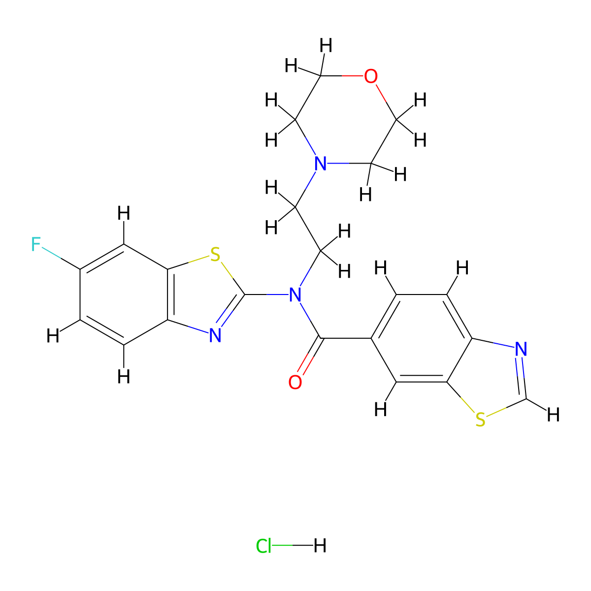 N-(6-fluorobenzo[d]thiazol-2-yl)-N-(2-morpholinoethyl)benzo[d]thiazole-6-carboxamide hydrochloride molecular structure, CAS 1215801-13-0