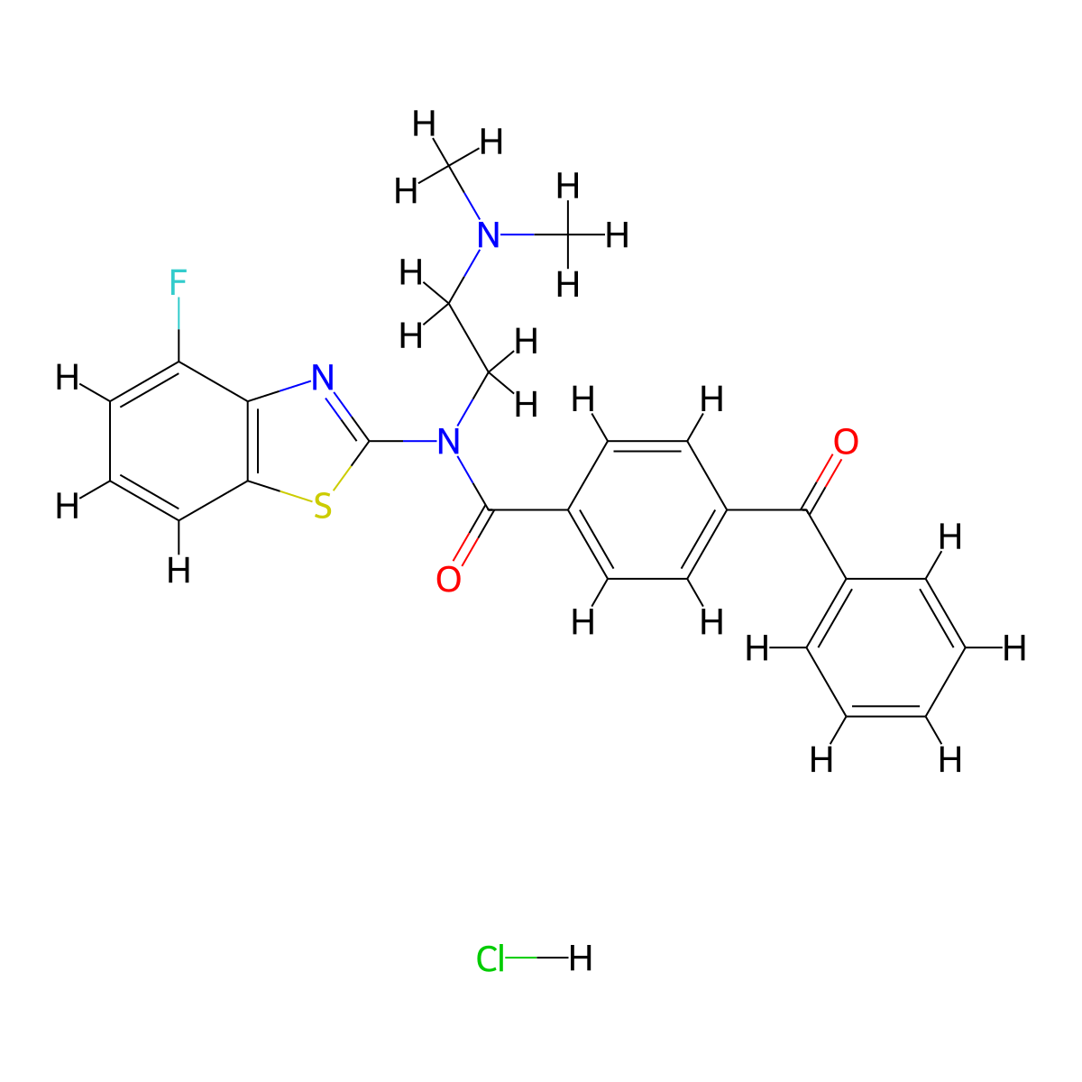 4-benzoyl-N-(2-(dimethylamino)ethyl)-N-(4-fluorobenzo[d]thiazol-2-yl)benzamide hydrochloride molecular structure, CAS 1215801-20-9