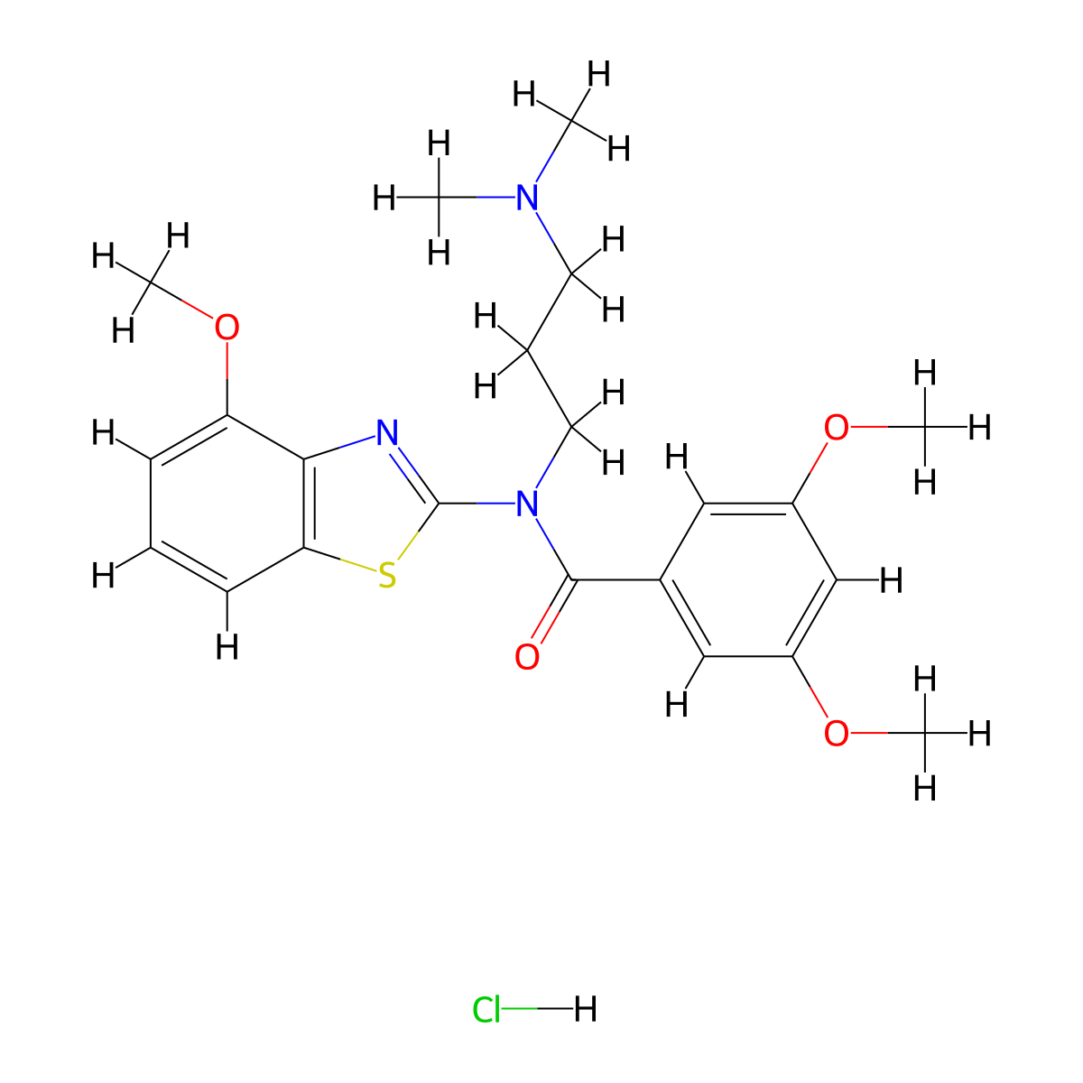 N-(3-(dimethylamino)propyl)-3,5-dimethoxy-N-(4-methoxybenzo[d]thiazol-2-yl)benzamide hydrochloride molecular structure, CAS 1215801-71-0