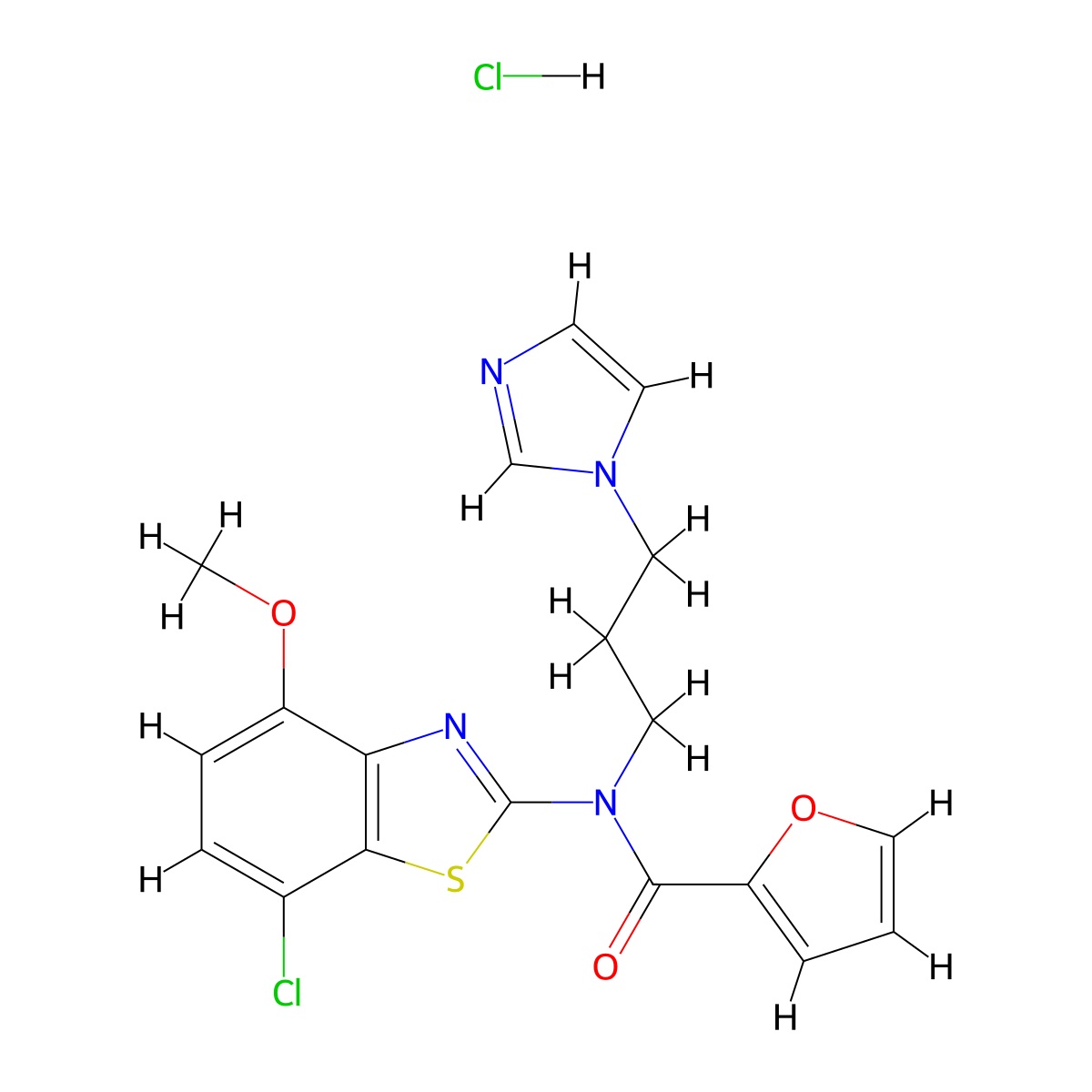 N-(3-(1H-imidazol-1-yl)propyl)-N-(7-chloro-4-methoxybenzo[d]thiazol-2-yl)furan-2-carboxamide hydrochloride molecular structure, CAS 1215802-50-8