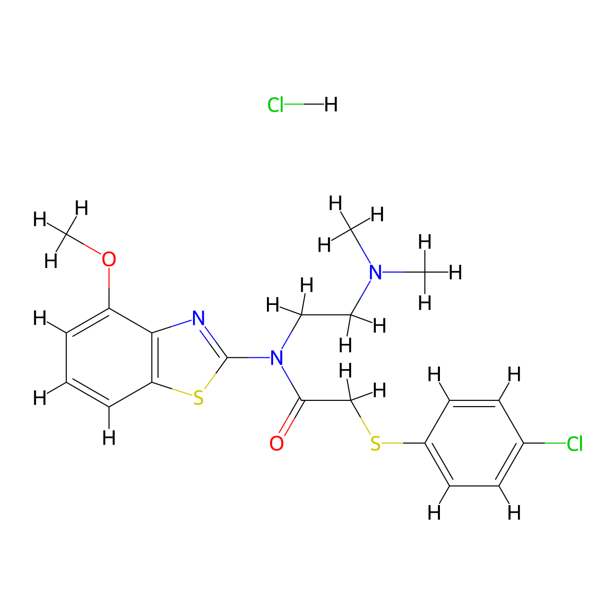 2-((4-chlorophenyl)thio)-N-(2-(dimethylamino)ethyl)-N-(4-methoxybenzo[d]thiazol-2-yl)acetamide hydrochloride molecular structure, CAS 1215802-69-9